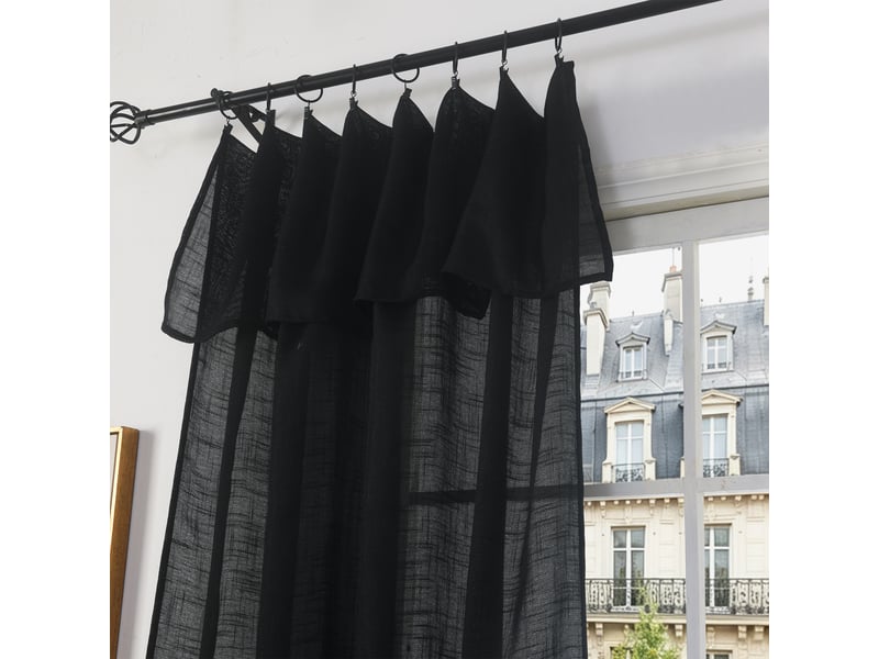 Rideau ajustable 140 x 270 cm + 8 anneaux pinces effet lin evasion noir CP-EVASION-TRUFFE - Conforama B