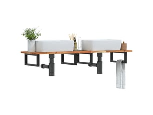 Étagère de vasque murale acier et bois massif d'acacia shl975