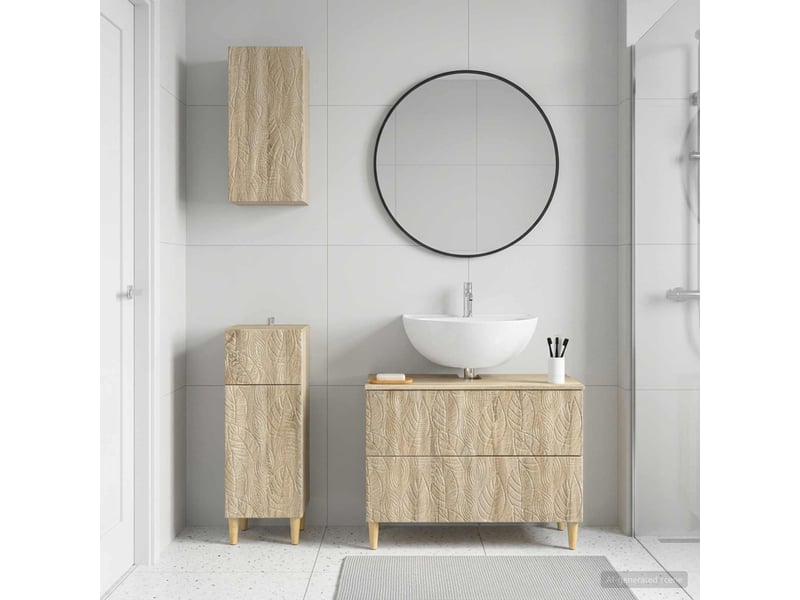  Ensemble de meuble de salle de bain 3 pièces delft chêne sonoma cf63382  - Conforama B