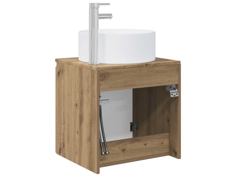 Meuble de lavabo mural, rangement salle de bain chêne artisanal 49.5x44.5x65.5 cm - Conforama E