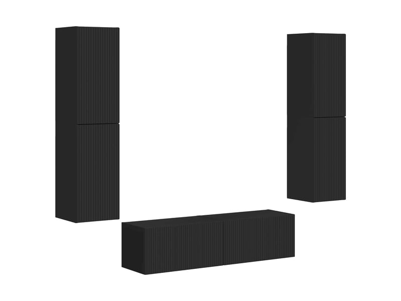  Ensemble meuble tv - banc tv - meuble de rangement 6 pcs noir bois d'ingénierie  - Conforama A
