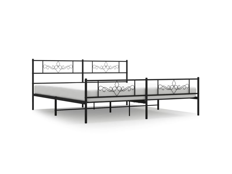  Lit double- lit adulte -  cadre de lit métal sans matelas avec pied de lit noir 200x200cm  - Conforama A