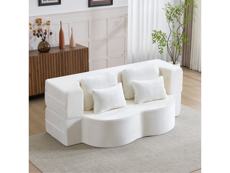 Canapé de salon, canapé moderne, blanc, design moderne, pour salon, adapté à l'espace de vie, chambre - Conforama R