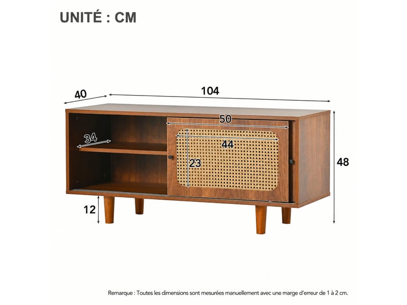  Ensemble buffet en rotin et meuble à chaussures, rangement couleur noyer pour salon  - Conforama E
