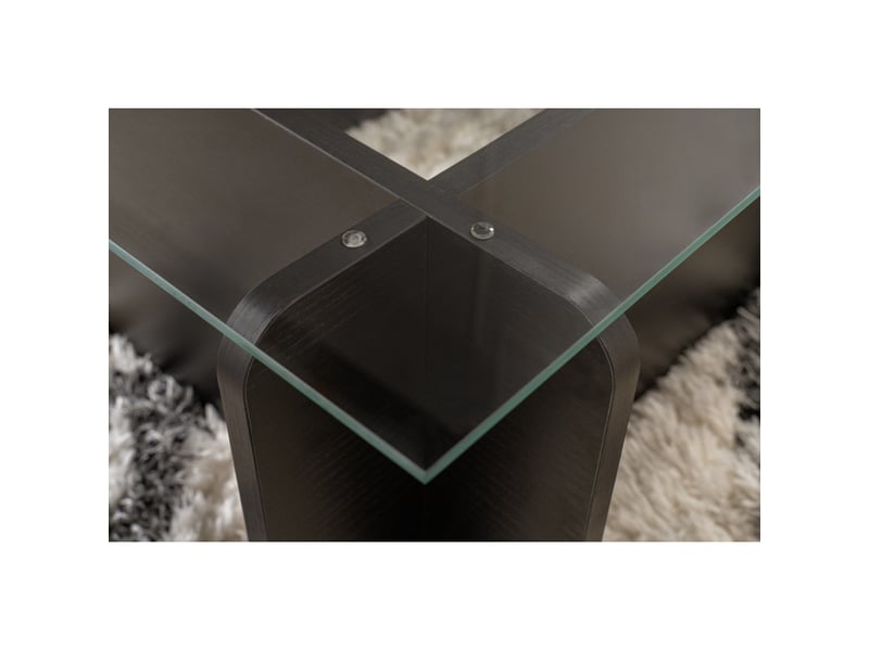  Table basse de salon en verre trempé et bois mdf mélaminé bois noir 105 x 65 x 30 cm  - Conforama E