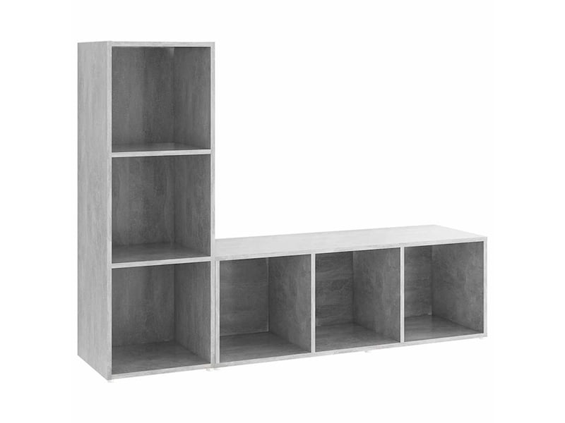  Lot de 2 meuble tv bas salon gris béton 107x35x37 cm bois d'ingénierie shl48504  - Conforama A