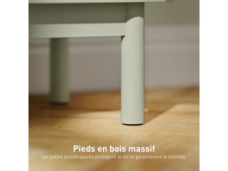 Lot de 2 chevets tables de nuit style bohème façade porte arquée rotin bois vert d'eau  - Conforama E