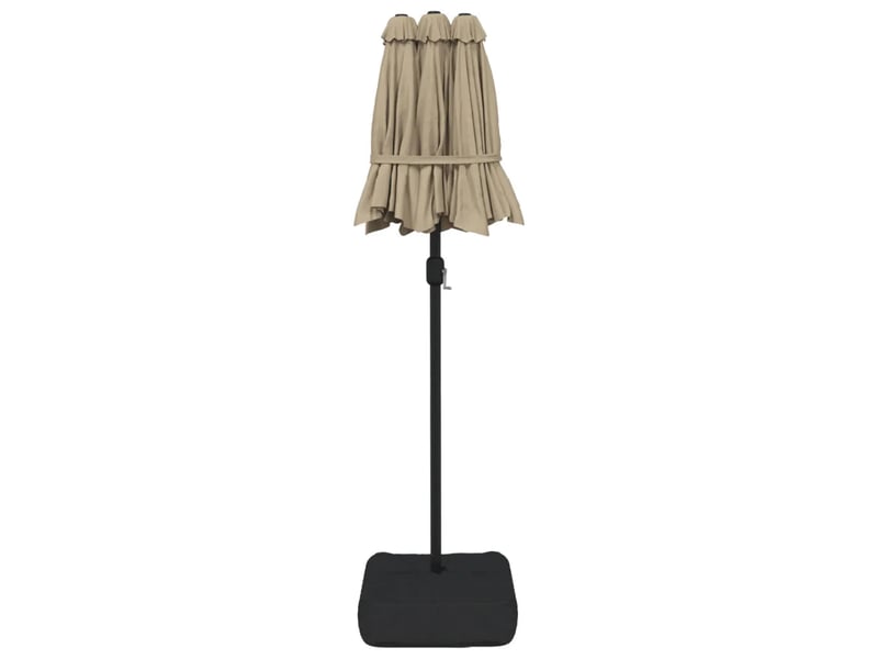  Parasol de jardin à double tête 316 x 145 x 240 cm protection uv avec base solide en polyester taupe 02_0047388  - Conforama D