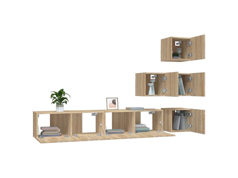  Meuble tv - banc tv - meuble de rangement mural chêne sonoma bois d'ingénierie  - Conforama D