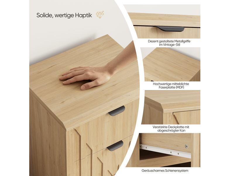  Table de chevet coloris chêne poignées en métal 48 x 40 x 55.5 cm W3180P512004 - Conforama D