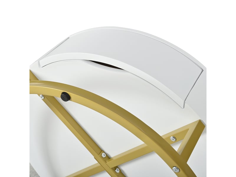  Tables basses gigognes rondes avec plateau relevable et tiroir, en mdf blanc effet bois et métal doré  - Conforama E