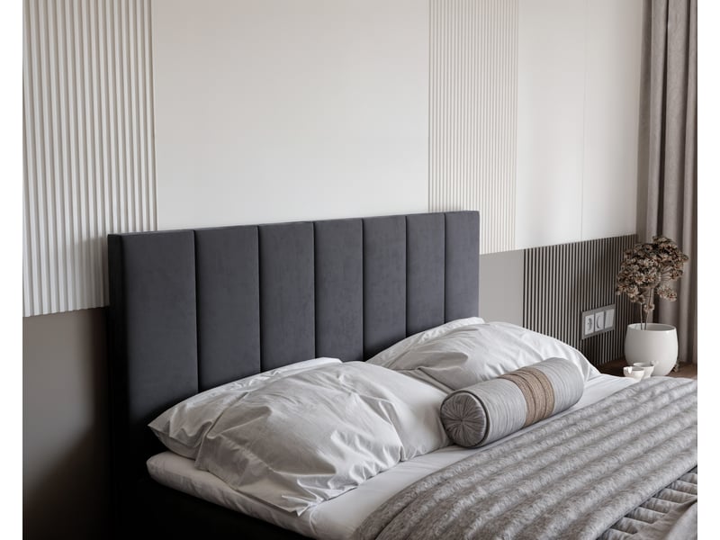  Lit coffre zelto - 200x200 cm - avec matelas et surmatelas - velours doux - gris foncé ZELTO - Conforama D