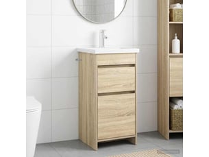 Meuble salle de bain avec évier, meuble de rangement chêne sonoma shl5917