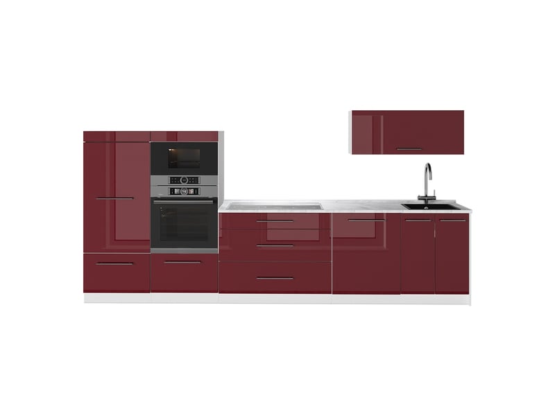 Vicco cuisine, rouge bordeaux haute brillanceblanc, 340cm, pt marbre - Conforama A