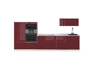 Vicco cuisine, rouge bordeaux haute brillanceblanc, 340cm, pt marbre
