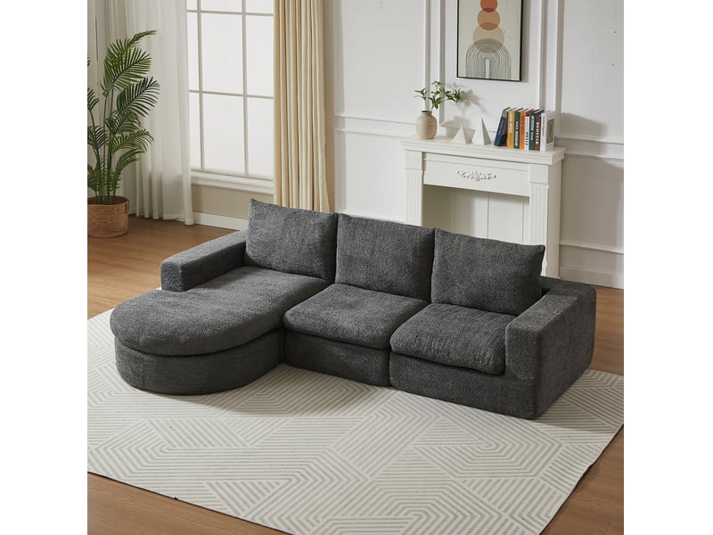  Canapé d'angle modulable 3 places avec méridienne réversible 250x160 cm evryae  - Conforama B