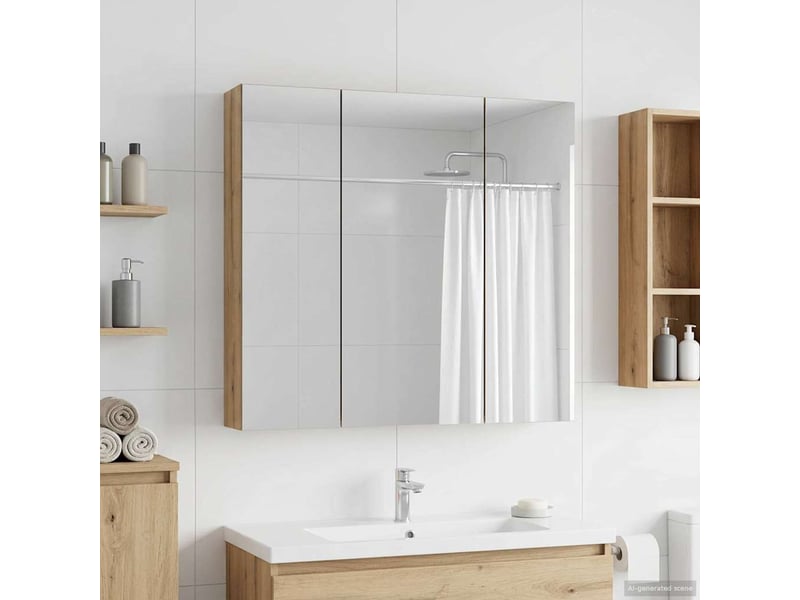  Amoire de salle de bain, meuble de salle de bain avec miroir chêne artisanal shl7103  - Conforama B