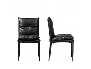 Lot de 2 chaises de salle à manger à dossier haut en similicuir noir