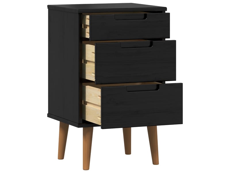 Table de chevet avec tiroir noir 40 x 35 x 65 cm pin massif - Conforama D