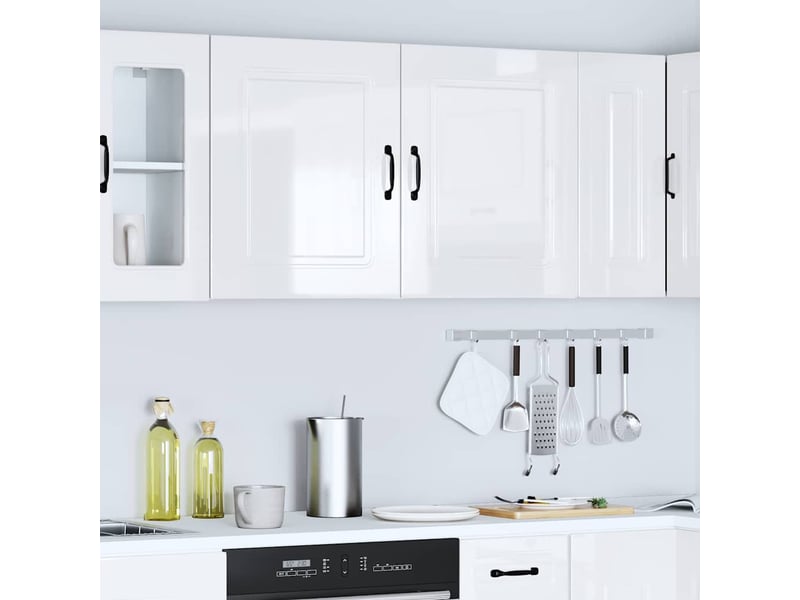  Meuble de rangement, armoires murales de cuisine kalmar bois d'ingénierie blanc brillant  - Conforama C