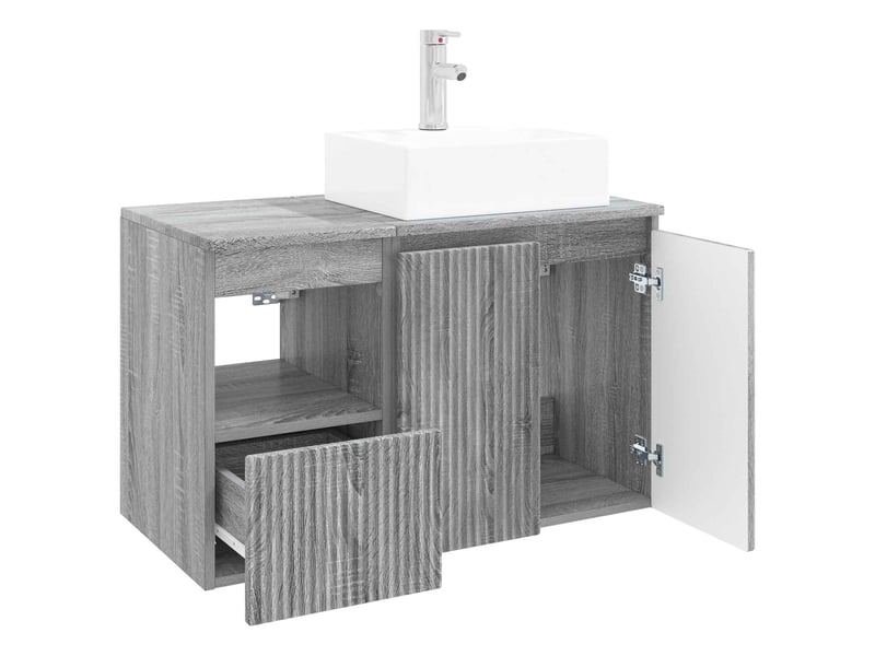 Ensemble de mobilier de salle de bain 2 pc sonoma gris cf64195 - Conforama D