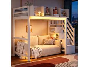 Lit mezzanine 90x200 cm <strong>ROLIPO</strong> <strong></strong> coloris blanc