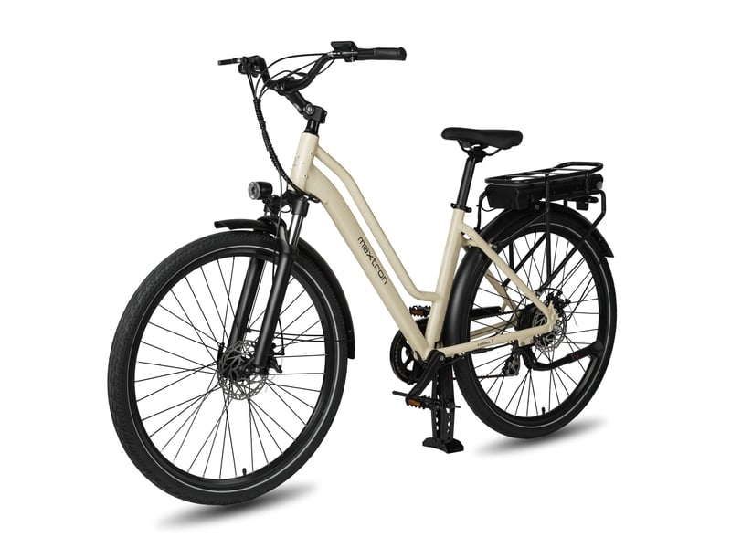 Vélo électrique de ville maxtron urban 7, batterie 36v 12.8ah, beige  - Conforama C