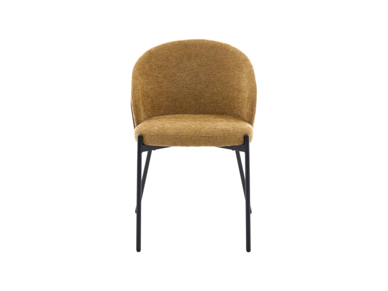  Lot de 2 chaises bois de peuplier teinté noyer. Acier noir et tissu texturé moutarde - paul  - Conforama C