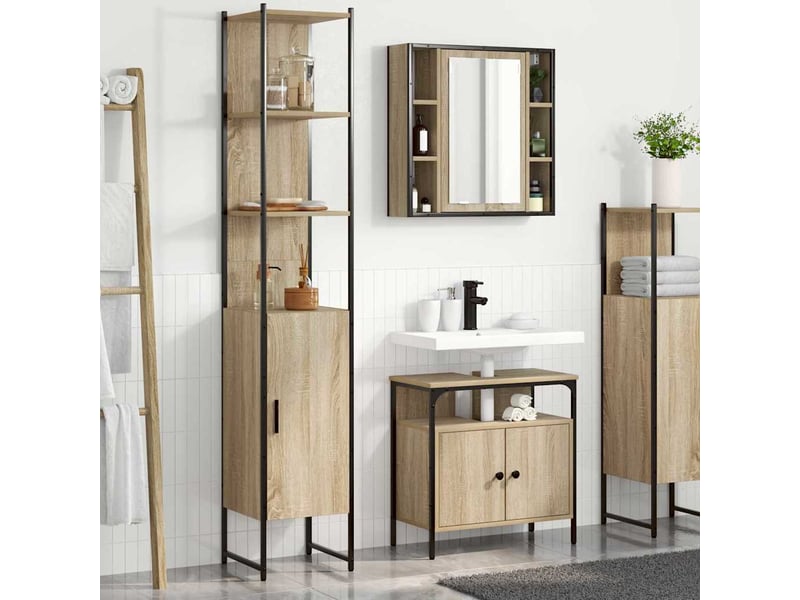 Ensemble de mobilier de salle de bain 3 pc chêne sonoma cf64369 - Conforama B