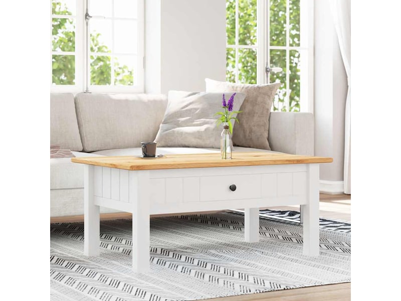  Table basse rectangulaire | table de salon blanc 100x60x43,5 cm pin massif assortiment panama  - Conforama B