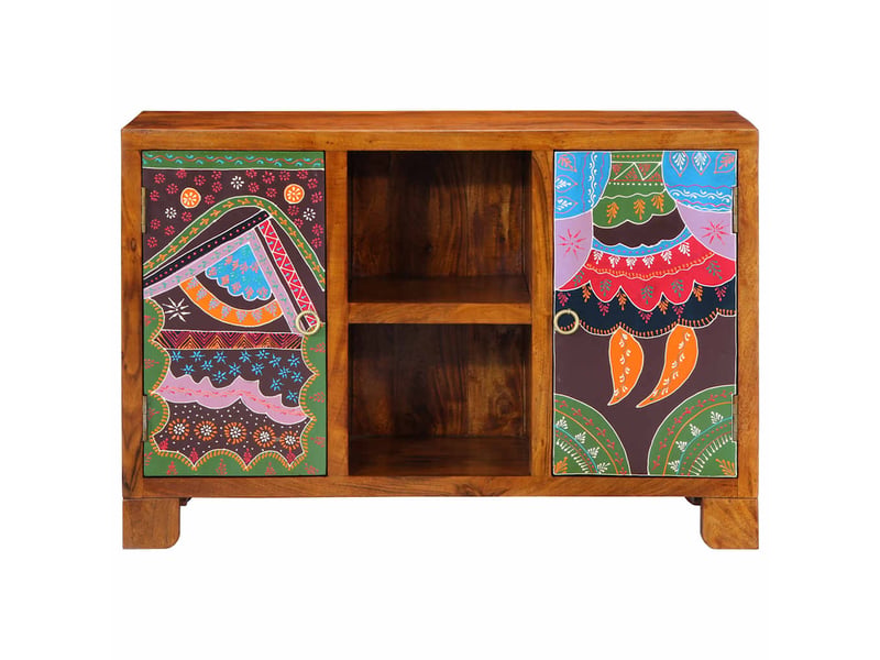  Buffet - bahut - meuble de rangement multicolore 90x35x60 bois massif d'acacia  - Conforama E