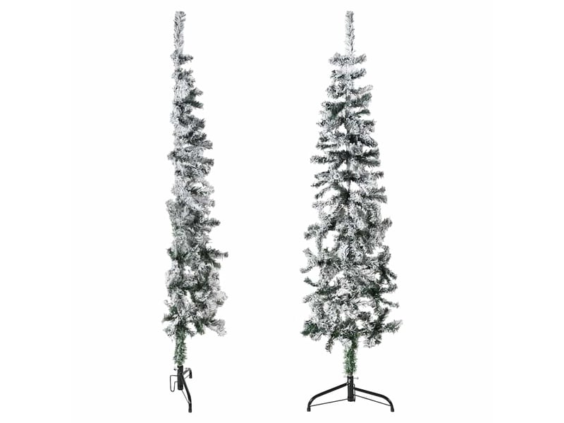  Demi sapin de noël, arbre de noël artificiel mince avec neige floquée 150 cm  - Conforama E