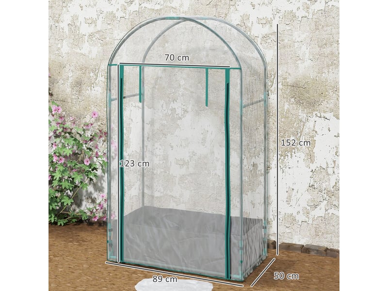  Serre murale avec sac de culture et entrée enroulable, acier et plastique, 89 x 50 x 152 cm, transparente  - Conforama E
