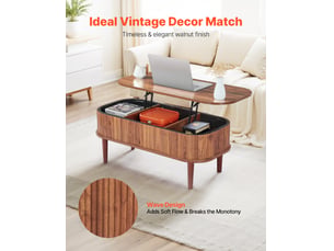 Table basse ovale coloris bois foncé <strong>VEVOR</strong> <strong>CQ-BLWB-SJZ001</strong> - 48 cmx100 cm