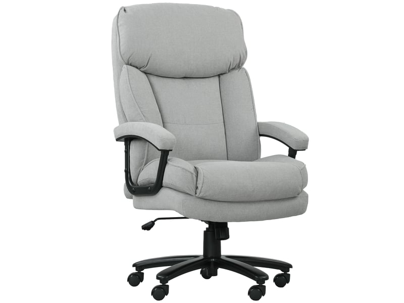 Grand fauteuil de bureau haut, capacité de charge de 200 kg, construction robuste, revêtement souple, gris clair - Conforama A