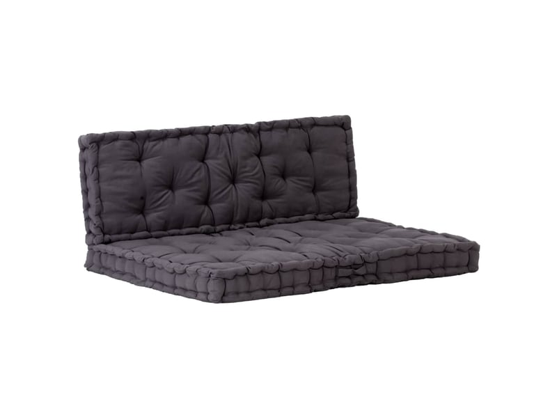  Coussins de palette canapé de sol dossier assise en coton noir dec021323  - Conforama A