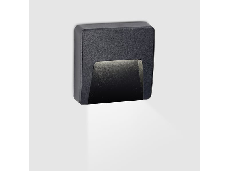 Leds c4 kairo applique murale extérieure encastrée à led noire 2,9 w, température de couleur 2700-3200-4000 k, ip65, interrupteur marchearrêt  - Conforama B