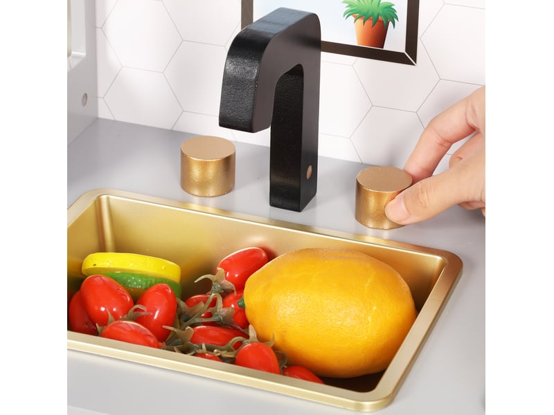  Cuisine enfant 60x28.5x92 cm avec accessoires et rangement en mdf grise  - Conforama E