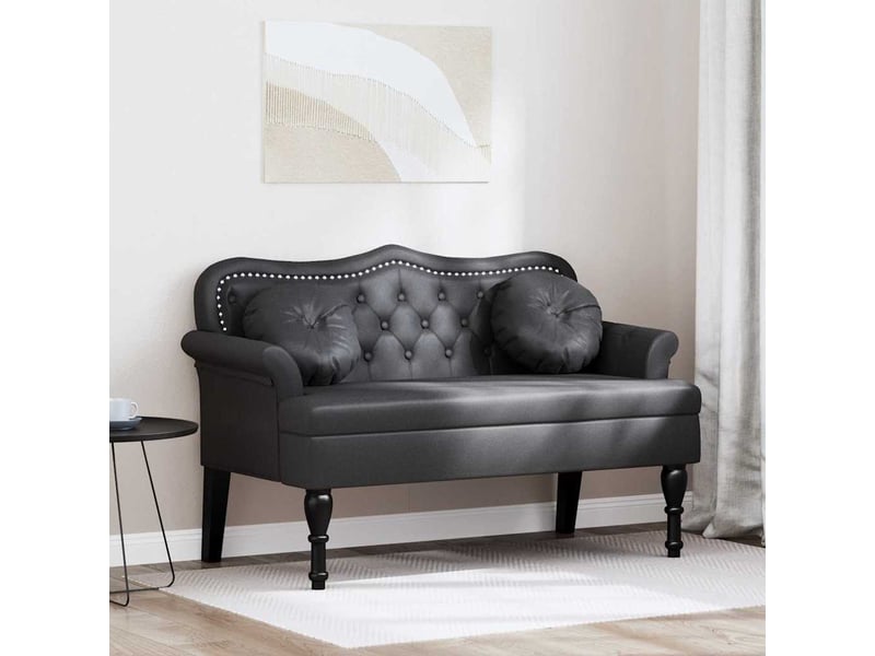 Banc chesterfield, canapé 2 places noir 120,5x65x75 cm simili cuir - Conforama B