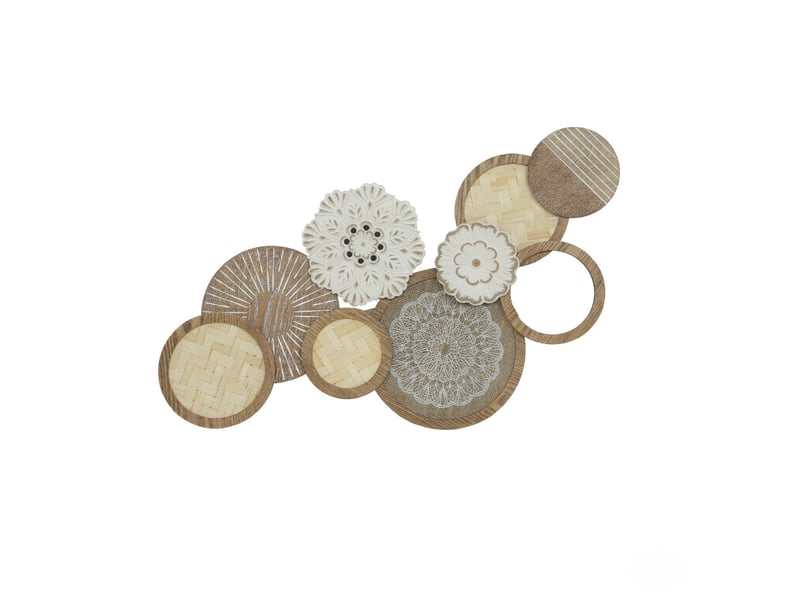  Décoration murale en bois 83,8x4,4x44,5 cm – aspect bois naturel – sculpture moderne avec plaques de verre  - Conforama A