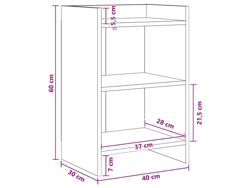  Tables de chevet - cabinet de chevet - table de nuit gris béton 40 x 30 x 60 cm bois d'ingénierie  - Conforama E