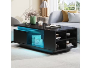 Table basse rectangulaire coloris noir LPOSPI - 50 cmx100 cm