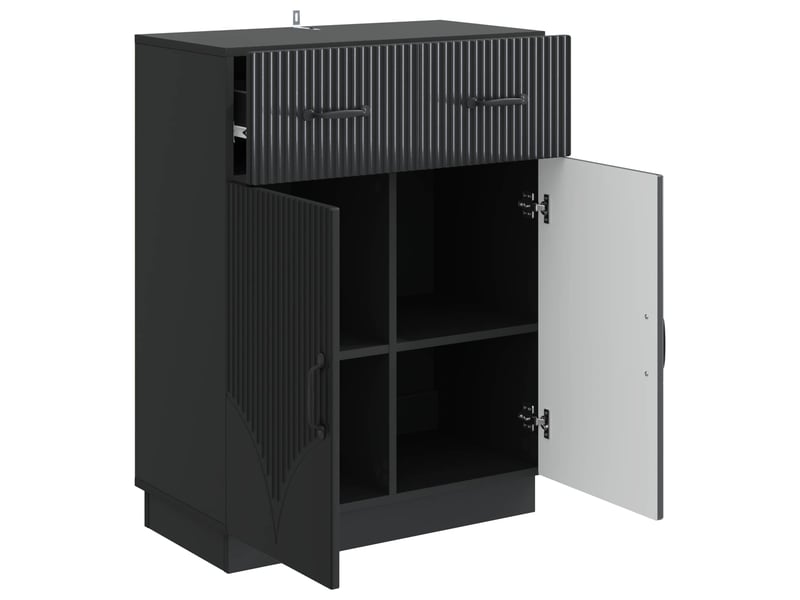  Buffet - bahut - meuble de rangement avec tiroir noir 66 x 34,5 x 87 cm bois d'ingénierie  - Conforama E