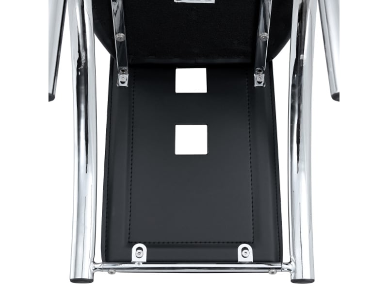  Lot de 2 chaises salle à manger design européen pu noir, dossier perforé, pieds métal argenté, 102,5 cm  - Conforama E