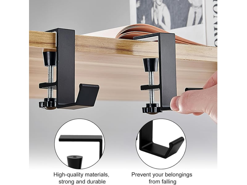  2pcs support pour casque, de casque, casque bureau, de bureau, réglable avec crochet de suspension, organisateur de bureau, noir  - Conforama C