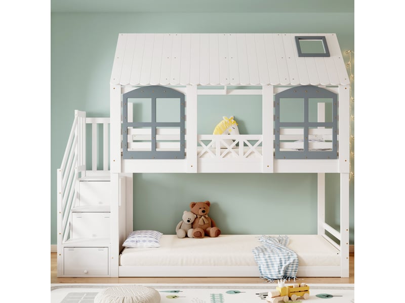  Lit superposé 90x200cm coloris blanc lit enfant blanc - Conforama B