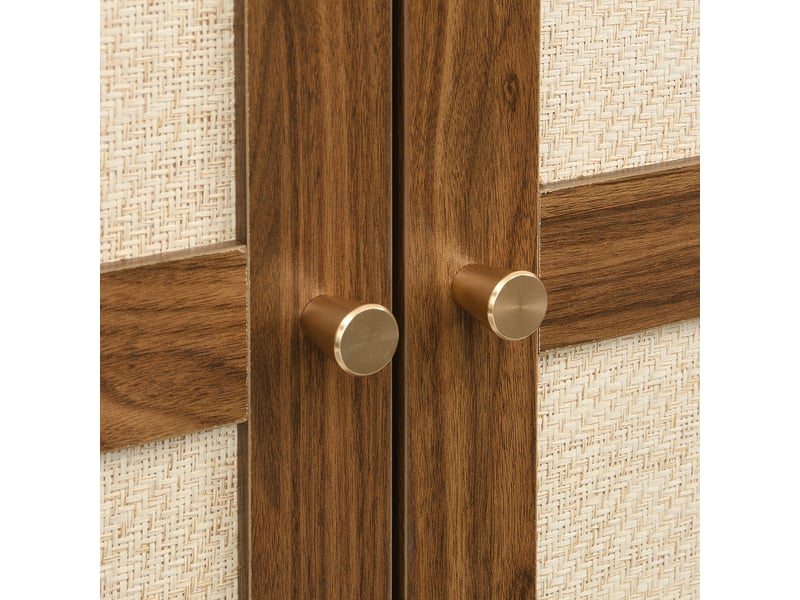  Armoire 2 portes 80 × 55 × 180 cm, niche arquée et 2 tiroirs, aspect noyer IKSETERA TRADING LTD - Conforama R