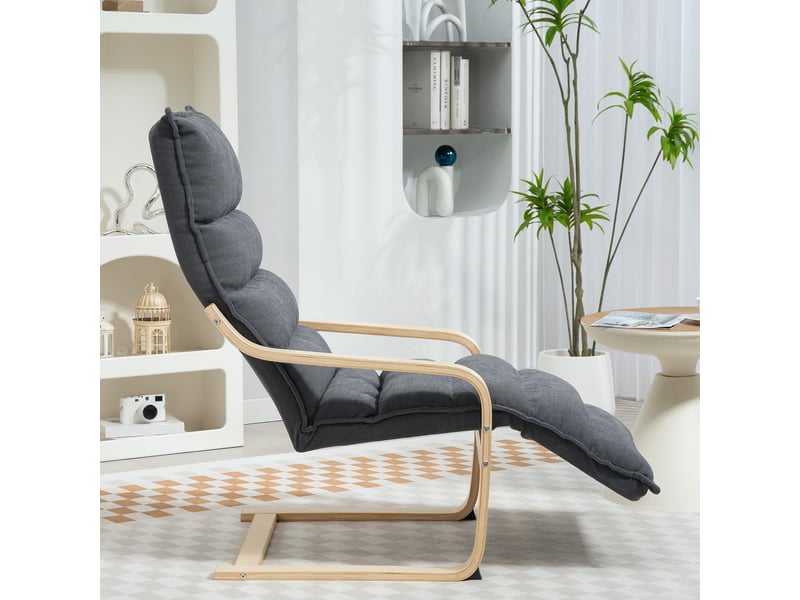  Fauteuil salon velours avec repose-pieds réglable gris foncé  - Conforama B