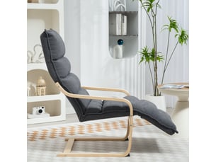 Fauteuil salon velours avec repose-pieds réglable gris foncé