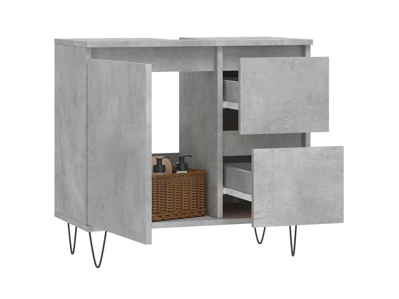  Armoire de salle de bain, meuble de rangement gris béton 65x33x60 cm shl3209  - Conforama C